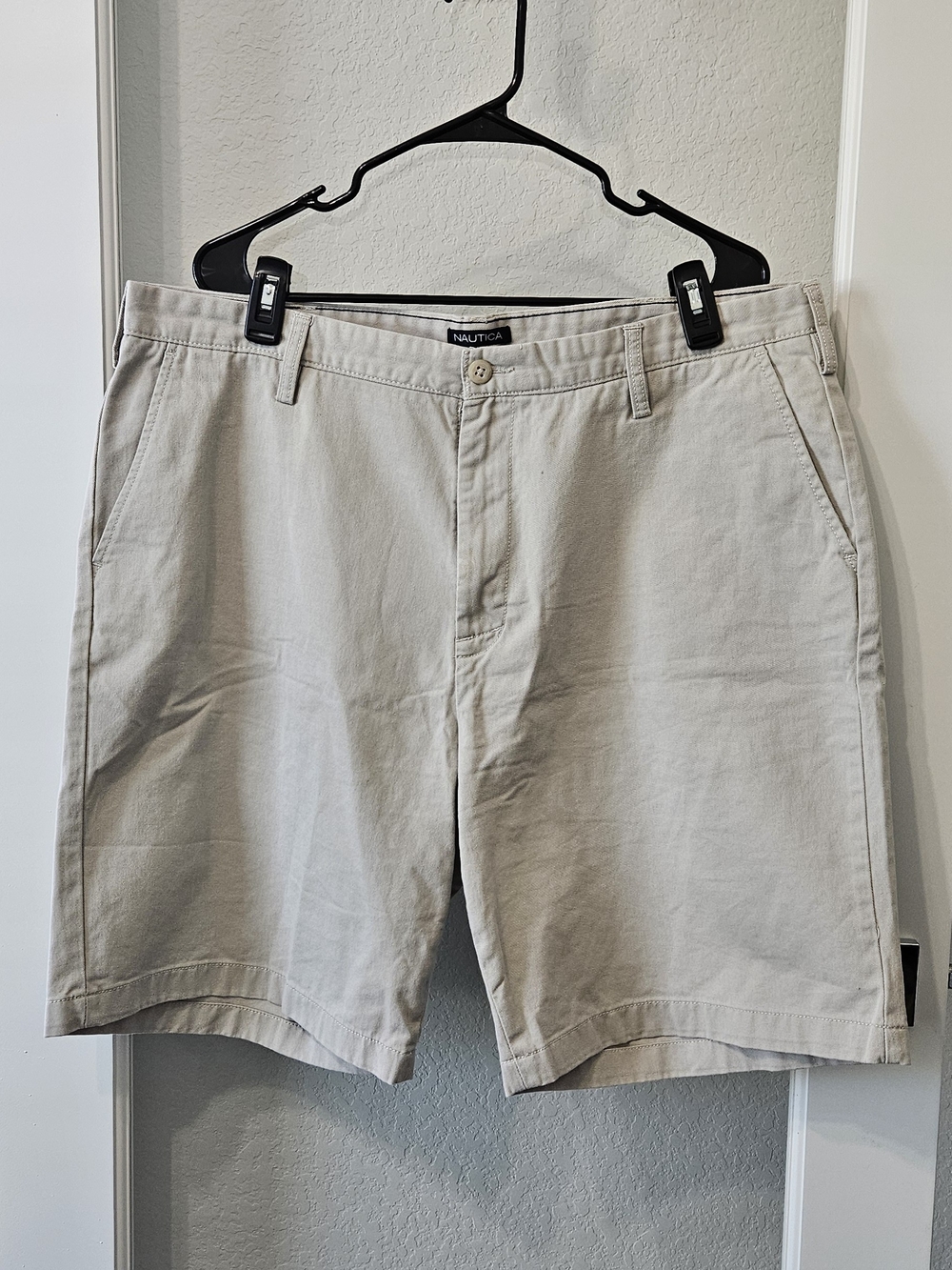 Nautica Men's Light Tan Flat Front Chino Shorts